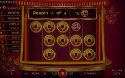 Budai Reels Bonus Buy screen