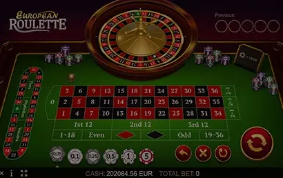 European Roulette screen