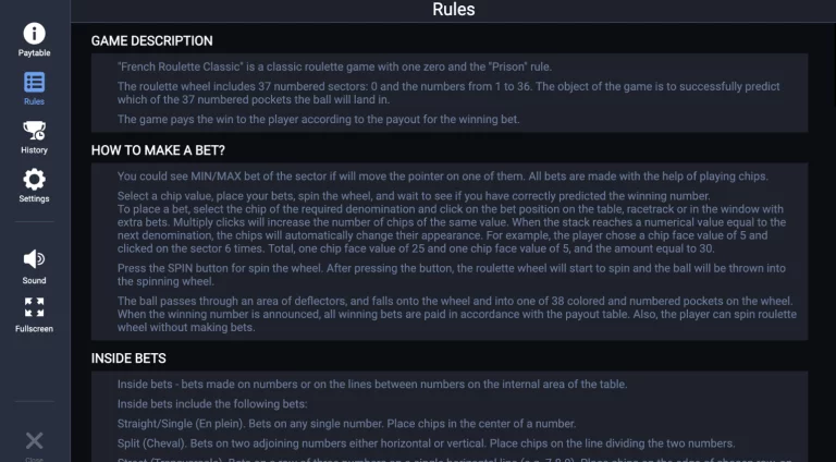 French Roulette rules